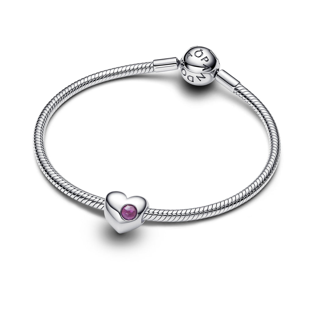 Engravable Purple Stone Heart Charm