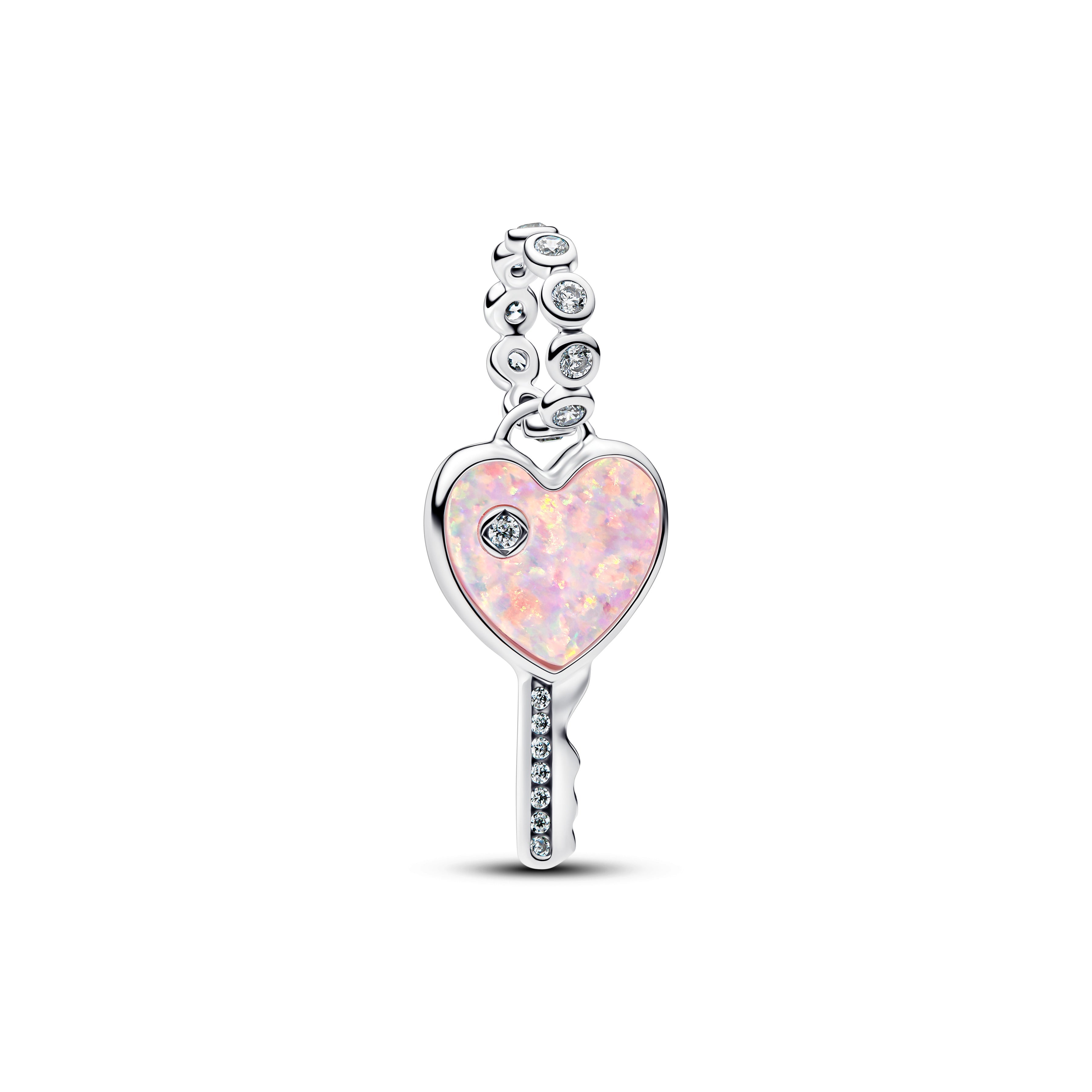 Opalescent Heart Key Dangle Charm