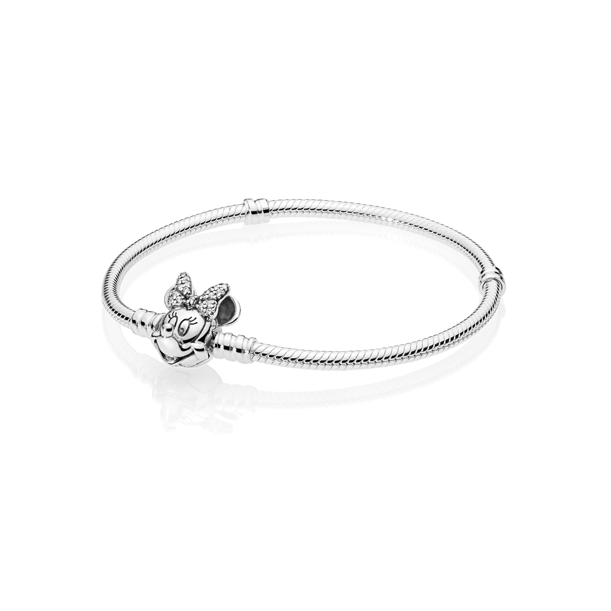 Disney Pandora Moments Pav¨¦ Minnie Mouse Clasp Snake Chain Bracelet