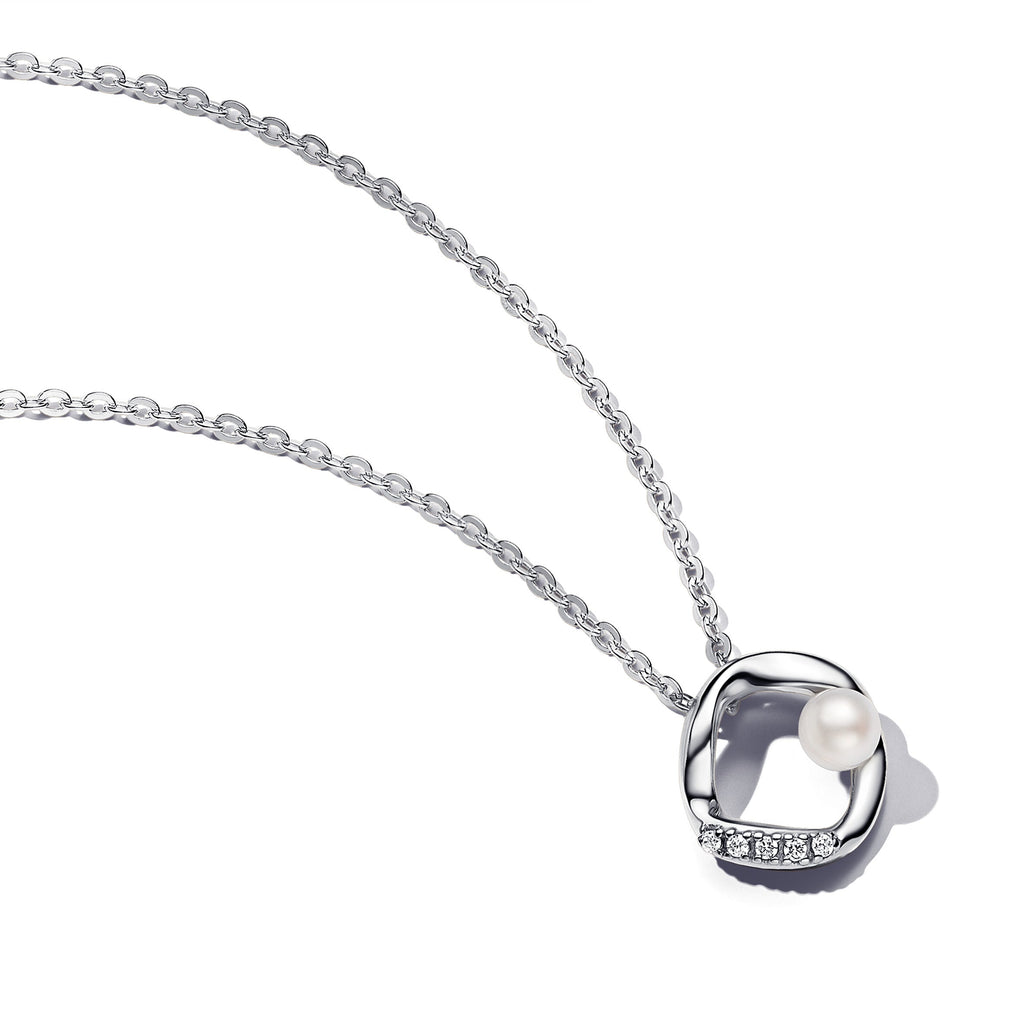 Organically Shaped Pav¨¦ Circle & Treated Freshwater Cultured Pearl Collier Necklace