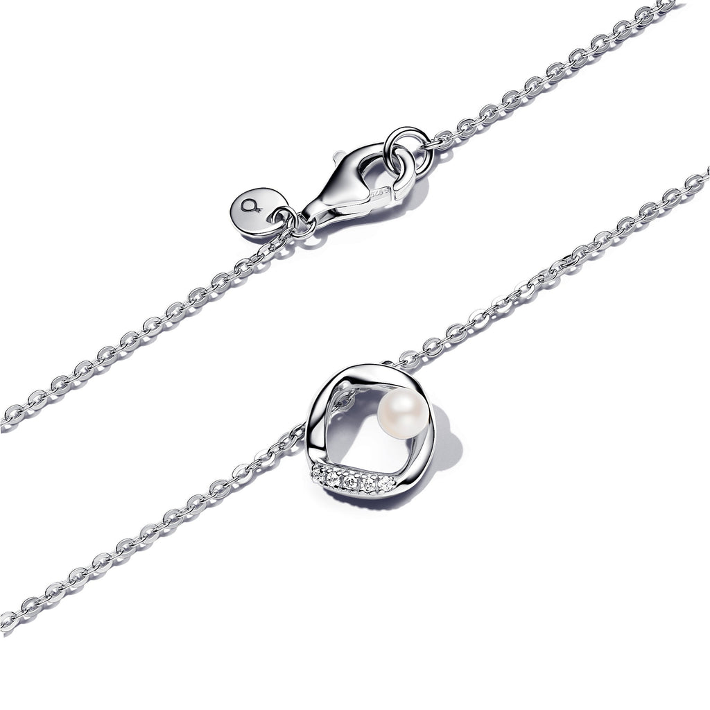 Organically Shaped Pav¨¦ Circle & Treated Freshwater Cultured Pearl Collier Necklace