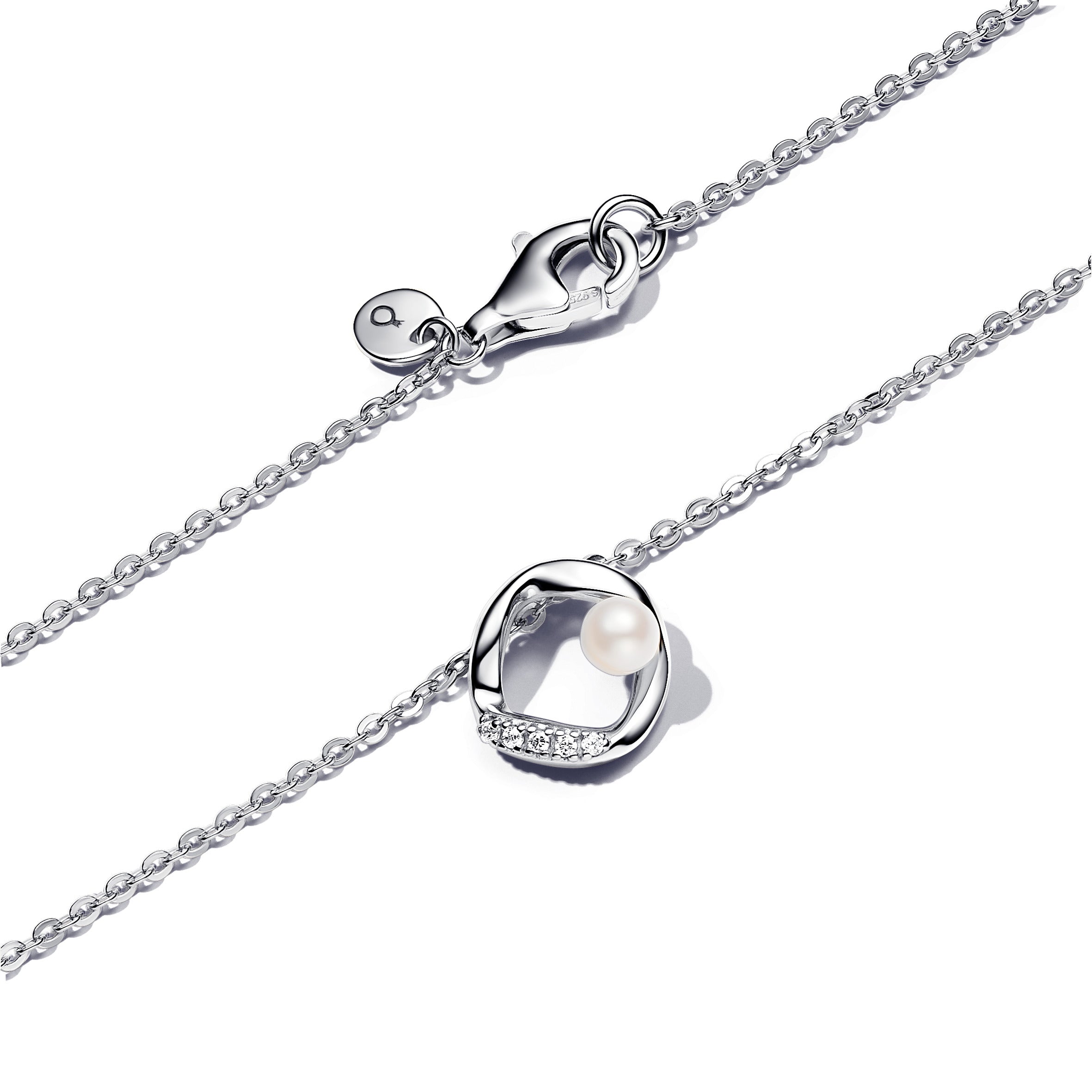 Organically Shaped Pav¨¦ Circle & Treated Freshwater Cultured Pearl Collier Necklace