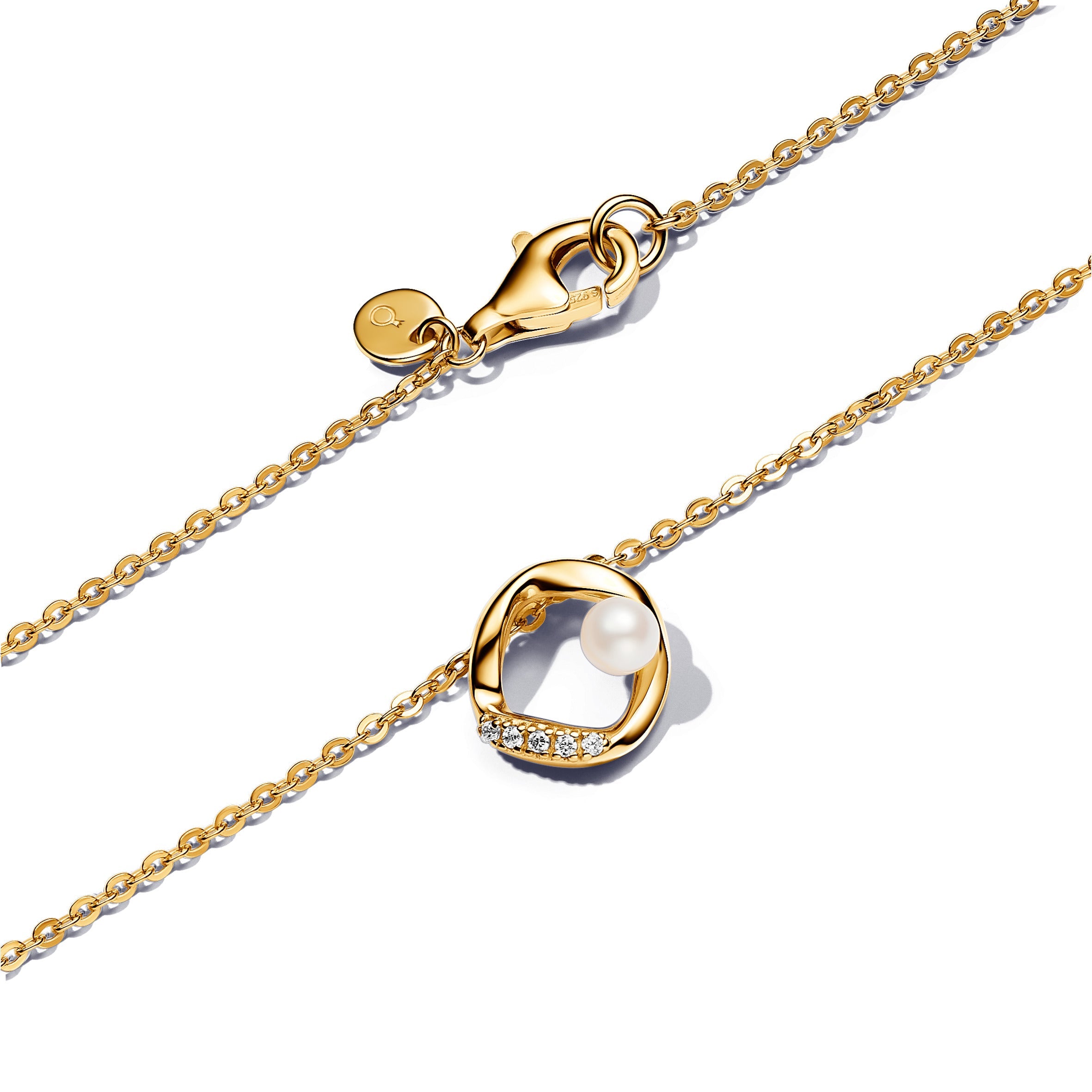 Organically Shaped Pav¨¦ Circle & Treated Freshwater Cultured Pearl Collier Necklace